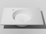 Plan vasque lavabo circulaire ⦰ 35 cm sur mesure Largeur 61 à 201 x P 46 à 51 cm Finition lisse 10 couleurs au choix, Anti bactérien Résine Akrytan® dans la masse Livraison Offerte.